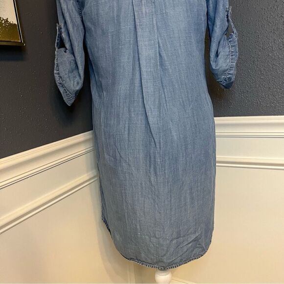 Anthropologie Cloth & Stone Chambray Denim Button Shirt Dress - Picture 9 of 11